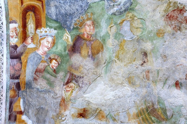 Cappella della Vergine, affreschi, Adorazione dei Magi, pieve di San Lorenzo in Monte di Buja