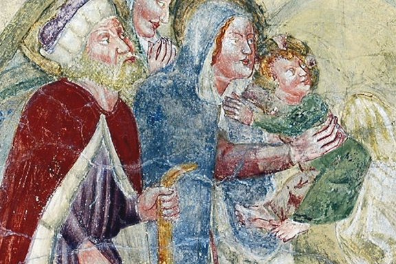 Cappella della Vergine, affreschi, Presentazione di Gesù al Tempio, pieve di San Lorenzo in Monte di Buja