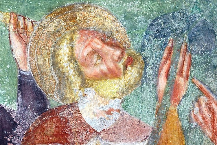 Cappella della Vergine, affreschi, Miracolo di san Giuseppe, particolare, pieve di San Lorenzo in Monte di Buja