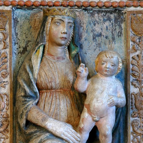 Chiesa di San Nicolò, ancona dell'altare, Madonna con Bambino, Antonio Pilacorte, 1497, San Giorgio della Richinvelda