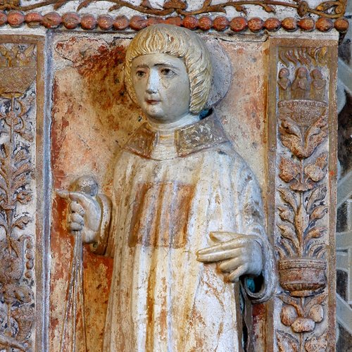 Chiesa di San Nicolò, ancona dell'altare, Santo in veste di diacono, Antonio Pilacorte, 1497, San Giorgio della Richinvelda