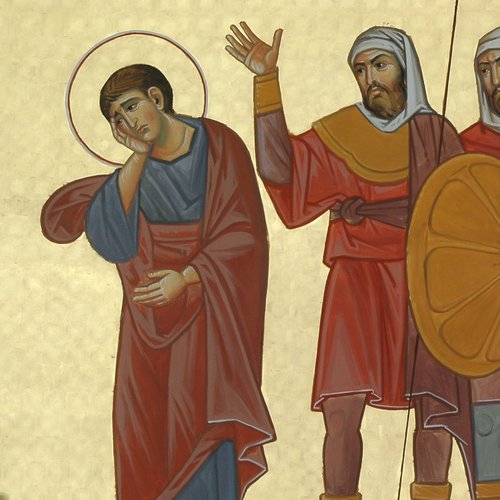 Paolo Orlando, figure di San Giovanni e di alcuni soldati, chiesa nuova di San Michele, Cervignano