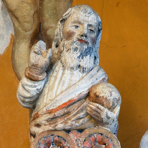 Chiesa di San Nicolò, ancona dell'altare, Padre Eterno Benedicente, Antonio Pilacorte, 1497, San Giorgio della Richinvelda