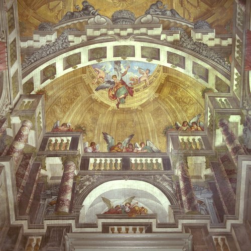 Chiesa della Beata Vergine del Carmine, Affresco in controfacciata, sec. XVII