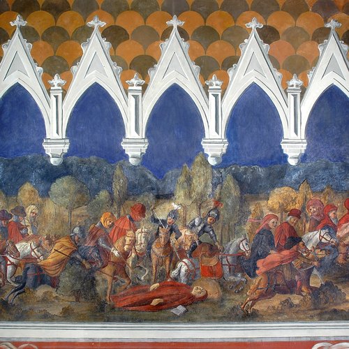 Chiesa di San Nicolò, Uccisione del Beato Bertrando, Antonio del Toso, 1901, San Giorgio della Richinvelda