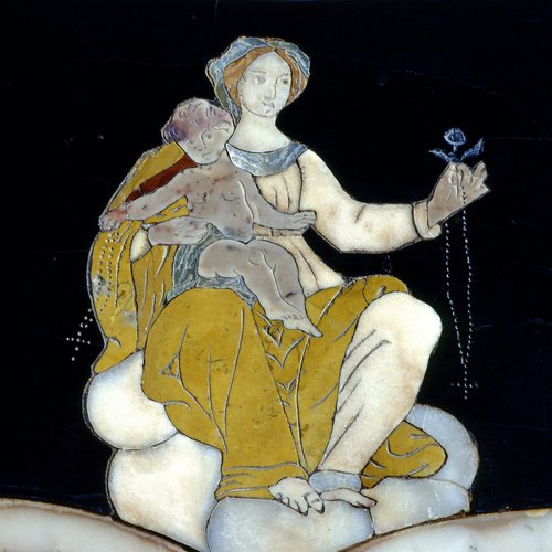 Paliotto, particolare di Madonna con Bambino, Altare laterale di San Luigi,  chiesa di San Lorenzo, Varmo