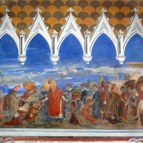 Chiesa di San Nicolò, La carità del Beato Bertrando, Antonio del Toso, 1901, San Giorgio della Richinvelda