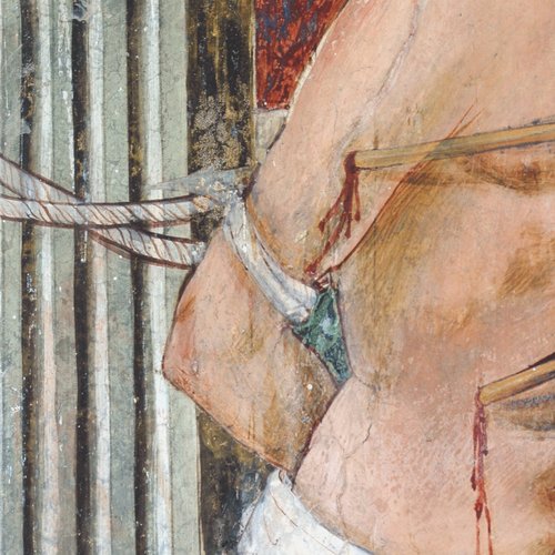 Pietro da Vicenza, San Sebastiano, particolare, fine XV secolo