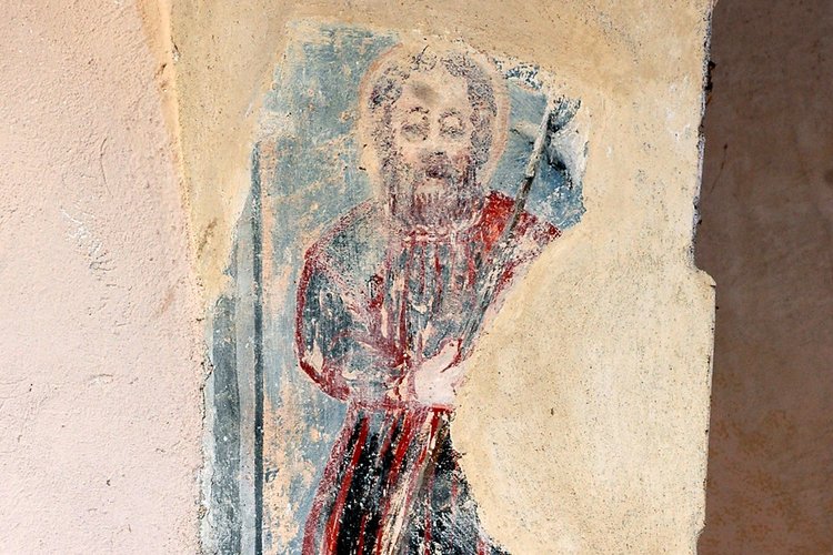 Chiesa di san Rocco, affresco devozionale forse rappresentante san Rocco, 1638, Polcenigo