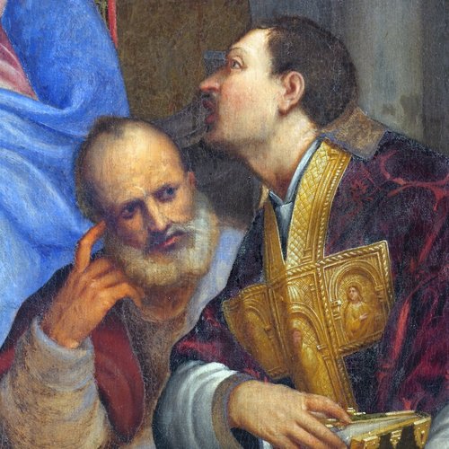 Pomponio Amalteo, Madonna con Bambino e Santi, particolare, 1542
