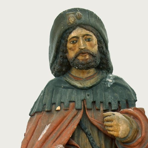 Statua di San Rocco (sec. XV), abside, pieve di San Lorenzo in Monte di Buja