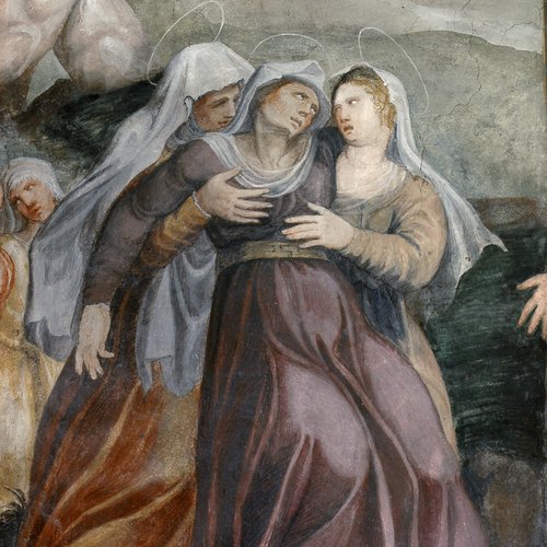 Pie donne, particolare della Crocefissione