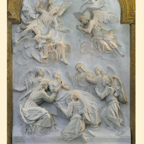 G.Torretti, la morte di S.Giuseppe, paliotto scolpito, marmo, sec. XVIII