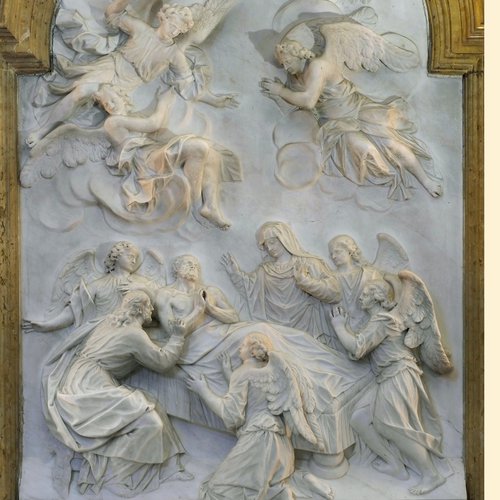 G.Torretti, la morte di S.Giuseppe, paliotto scolpito, marmo, sec. XVIII