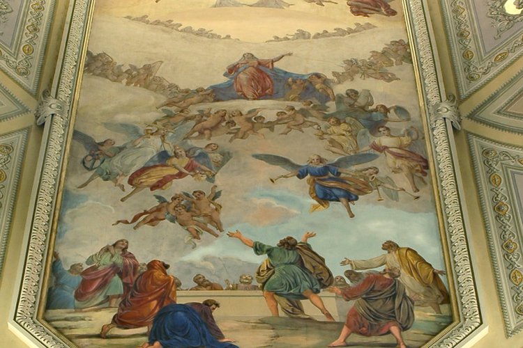 Sebastiano Santi, l'Assunzione della Vergine, 1838, Soffitto della navata, Chiesa vecchia di San Michele, Cervignano