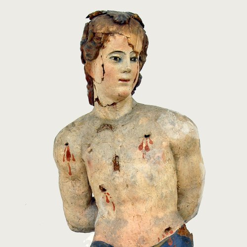 Statua di San Sebastiano (sec. XV), abside, pieve di San Lorenzo in Monte di Buja