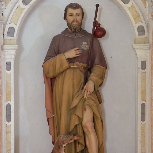 Chiesa di san Rocco, altare laterale di san Rocco, sec XVIII, statua di Carlo Panchieri, 1943, Polcenigo