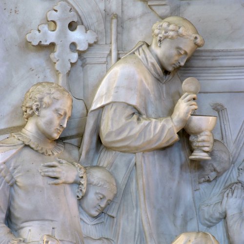 G.Torretti, S.Antonio con l'ostia consacrata, particolare, marmo, sec. XVIII