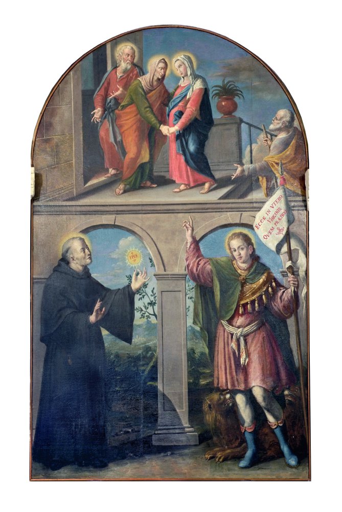 Pittore friulano, Santi Bernardino e Daniele profeta e la Visitazione della Vergine, sec. XVII