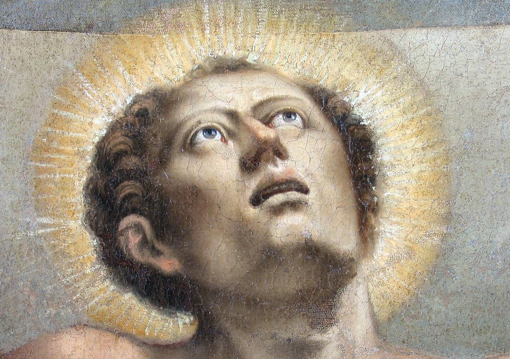 Giovanni Battista Grassi, Il Martirio di San Lorenzo, particolare, pala dell'altare maggiore della pieve di San Lorenzo in Monte di Buja