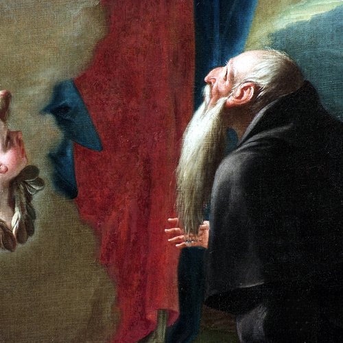 Antonio Diziani, Sant'Antonio Abate che adora la Vergine col Bambino, 1764, particolare