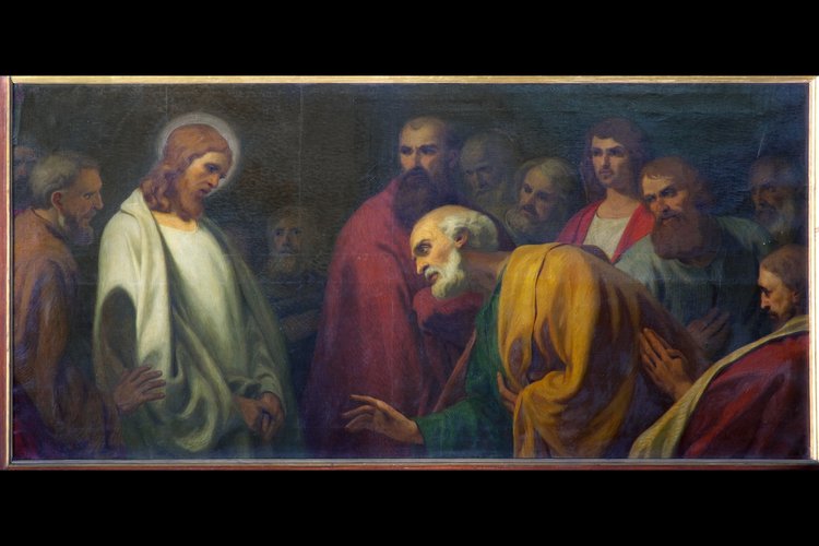 B. Biaggetti, Cristo risorto mostra le piaghe a S. Tomaso, sec. XX