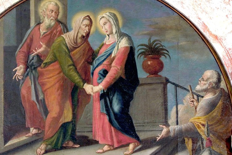 Pittore friulano, Incontro della Vergine con Santa Elisabetta, con Zaccaria e san Giuseppe (particolare)