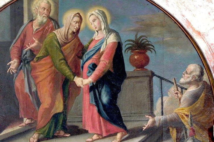 Pittore friulano, Incontro della Vergine con Santa Elisabetta, con Zaccaria e san Giuseppe (particolare)