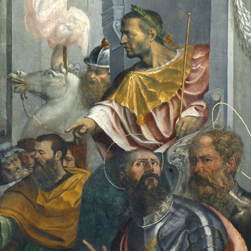 Giovanni Battista Grassi, Il Martirio di San Lorenzo, particolare, pala dell'altare maggiore della pieve di San Lorenzo in Monte di Buja