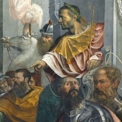 Giovanni Battista Grassi, Il Martirio di San Lorenzo, particolare, pala dell'altare maggiore della pieve di San Lorenzo in Monte di Buja