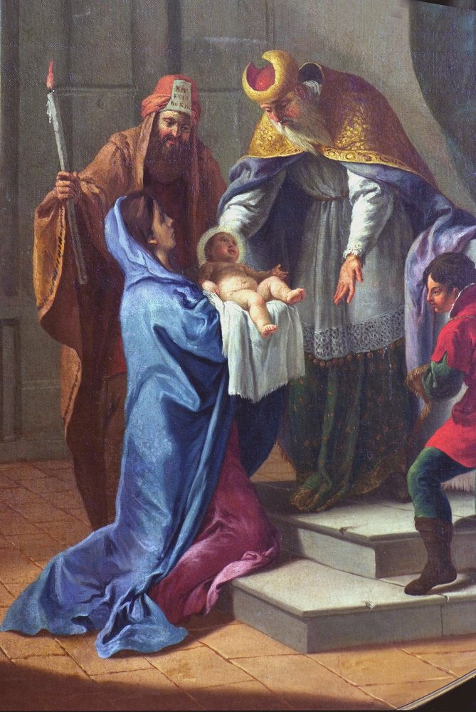 Vincenzo Orelli, Ciclo dei Dolori di Maria,  La presentazione al Tempio, particolare, 1775