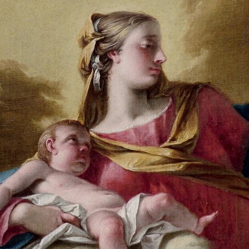 Antonio Diziani, Sant'Antonio Abate che adora la Vergine col Bambino, 1764, particolare