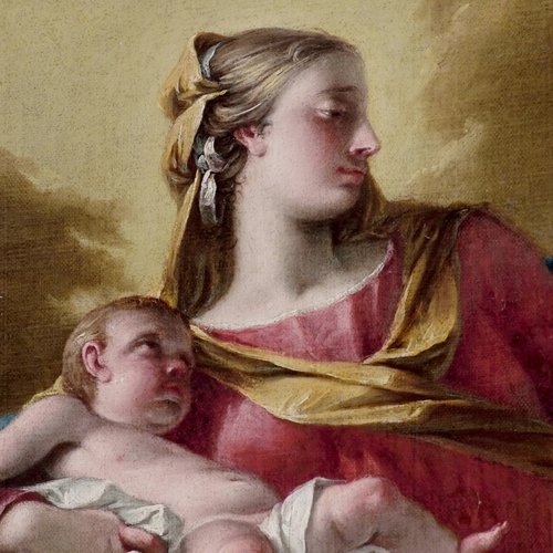 Antonio Diziani, Sant'Antonio Abate che adora la Vergine col Bambino, 1764, particolare