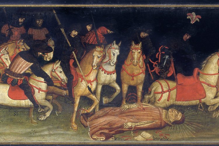Cappella Corporis Christi, Scene tratte dalla vita del beato Bertrando, Uccisione del Beato, XV sec