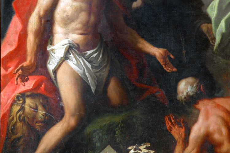 Gaspare Diziani, Madonna con Bambino e Santi alla presenza delle anime purganti (particolare), 1735-40 ca.