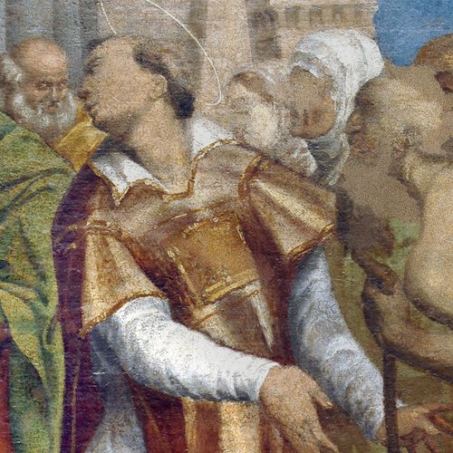 Giovanni Battista Grassi, San Lorenzo condannato dal prefetto di Roma, particolare, pieve di San Lorenzo in Monte di Buja