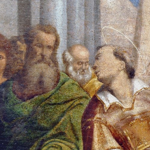 Giovanni Battista Grassi, San Lorenzo condannato dal prefetto di Roma, particolare, pieve di San Lorenzo in Monte di Buja