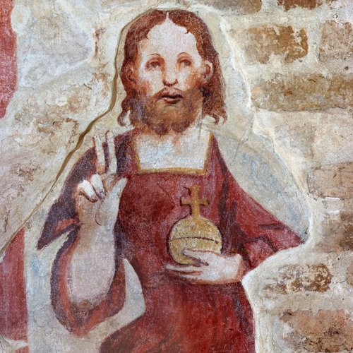 Giuseppe Furnio (?), affreschi, 1566, Cristo benedicente