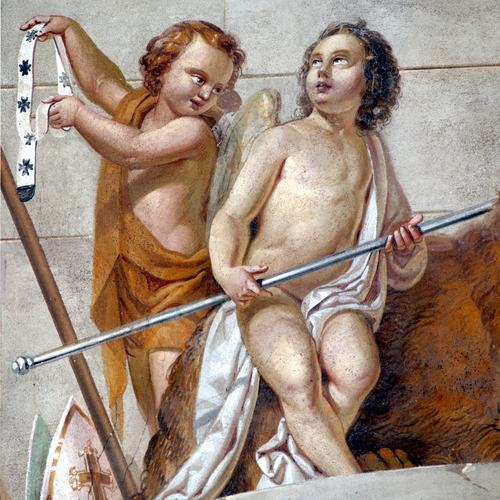 Chiesa di San Lorenzo martire di Talmassons, Rocco Pittaco, Fasti del Patriarcato di Aquileia ovvero San Marco in gloria tra i santi Ermagora e Fortunato, particolare, 1850