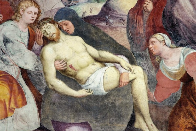 Pomponio Amalteo (1505-1588), Deposizione della croce, metà sec. XVI, particolare