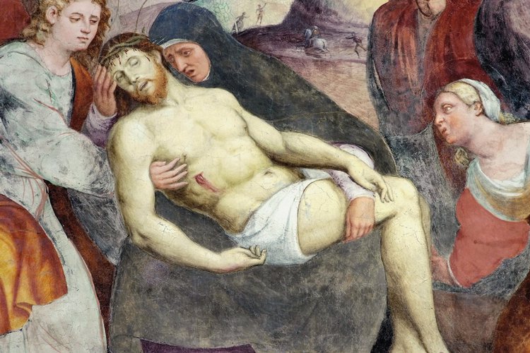 Pomponio Amalteo (1505-1588), Deposizione della croce, metà sec. XVI, particolare